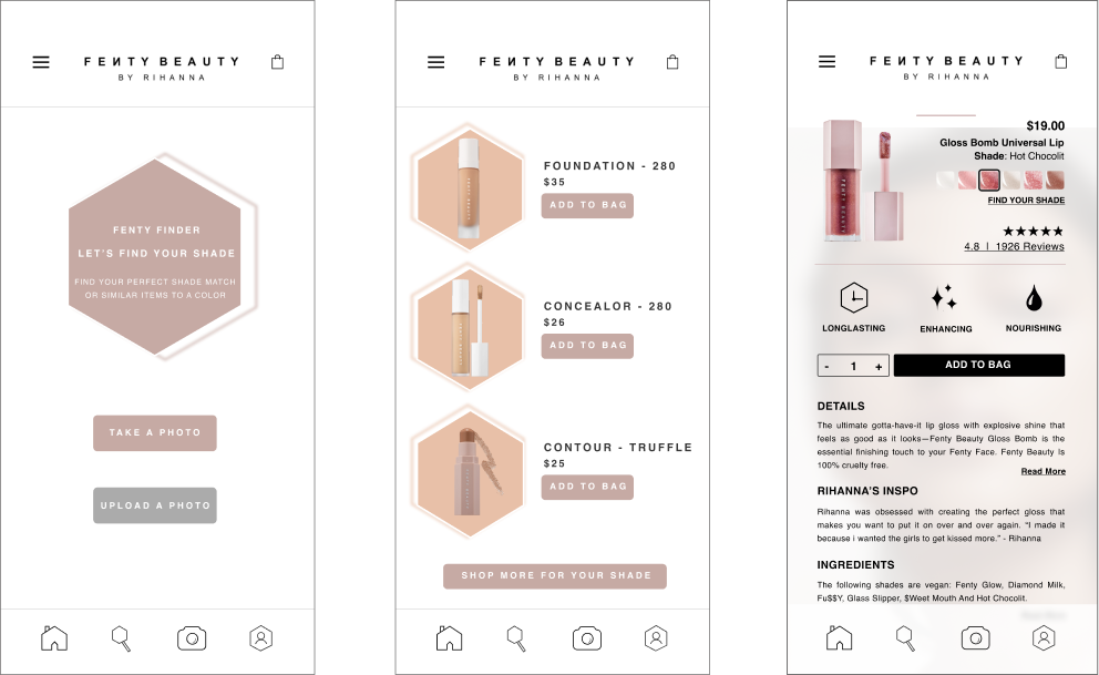 Fenty Beauty typography choices screens